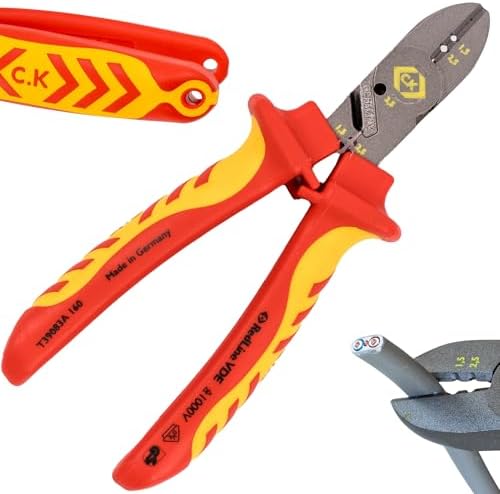 C.K RedLine VDE CombiCutter3 160mm – Heavy Duty Electrician’s Side Cutter, Stripper, Bender & Screw Shear – 2025 Edition (T39083A 160)