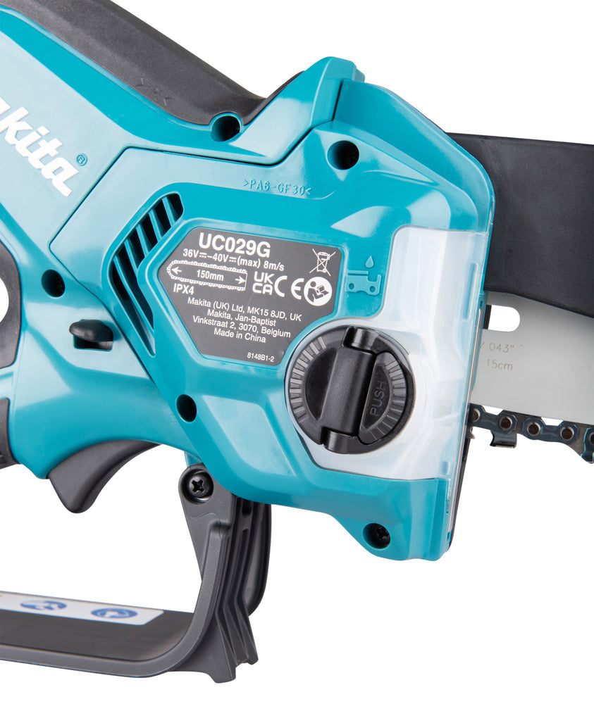 Makita UC029GZ 40V XGT Cordless Brushless Chainsaw β 6" Bar, Bare Unit