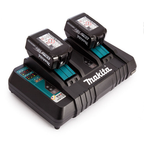 Makita DC18RD Twin Port Rapid Charger with 4 x BL1850B 18V 5.0Ah LXT Lithium-Ion Batteries – Genuine Makita Battery & Charger Kit